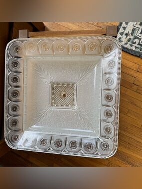 Vintage Art Deco Pressed Glass Globe Lamp Shade - Clear 14” square antique